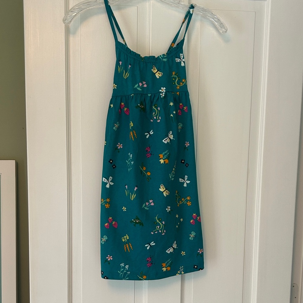 Hanna Andersson Teal Dress with Floral Accents